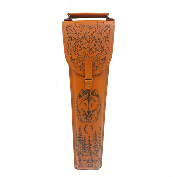  Мангал сборный из нержавеющей стали с декоративными наконечниками из латуни в чехле из натуральной кожи