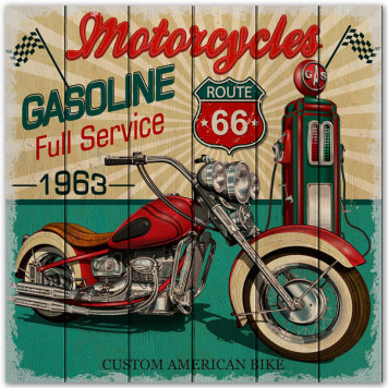 Картина на досках Мотоцикл 1963 90 х 90 см
