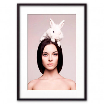 Скандинавский постер Девушка с кроликом 21 х 30 см