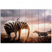  Полосатый слон и зебра 40х60