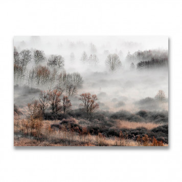 Картина на холсте Осенний лес в тумане 50 х 70 см