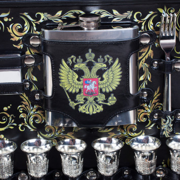  Набор подарочный «Люкс» черный принт герб РФ (6 персон)-3