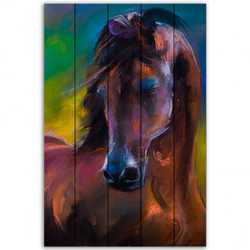 Картина на досках Лошадь Акварель 40 х 60 см