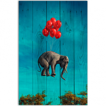 Картина на досках Слон с шариками 60 х 90 см