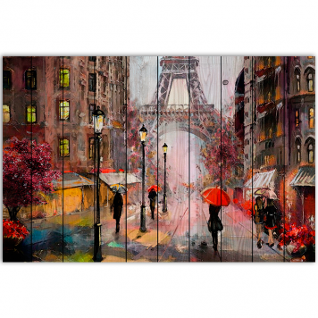 Картина на досках Парижские зонтики 40 х 60 см