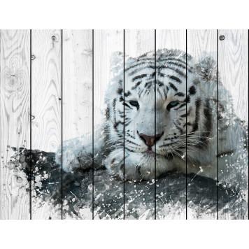 Картина на дереве Белый тигр 40 х 60 см