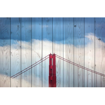 Картина на досках Мост в тумане 40 х 60 см