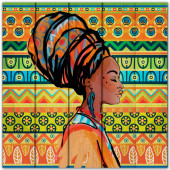 Картина постер на дереве "Африканка"  150 х 150 см