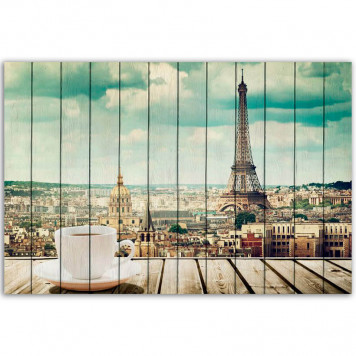 Картина на досках Утро в Париже 60 х 90 см
